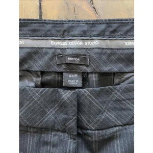 Express Design Studio Editor Womens 10 Black Plaid Wide Leg Career Trousers thumbnail 4