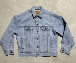 Levis 70507-4834 Denim Trucker Jacket Men's SZ M Light Wash 1992 Harley Patch thumbnail 1