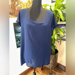 Forever 21+ Navy Blue Resort Chiffon Blouse | Twisted Back Detail | Size 1X thumbnail 3
