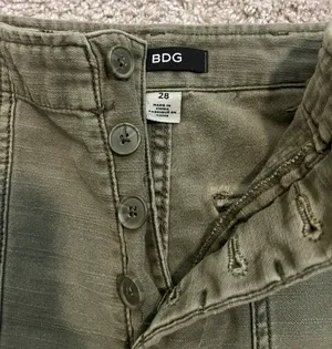 BDG Vintage Y2K Green Cargo Button Up Cut Off Shorts thumbnail 3
