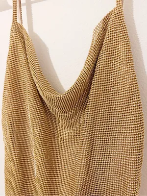 NWT SNDYS SUNSET DRESS GOLD BACKLESS MINI DRESS Mesh Size XS 2 thumbnail 6
