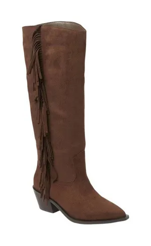 NWT Universal Thread Womens Patsy Tall Fringe Western Boots Mid-Calf Brown 6.5M thumbnail 1