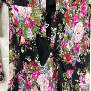 Rent the runway black/pink floral sz 2 long sleeve love shack daya dress maxi thumbnail 9