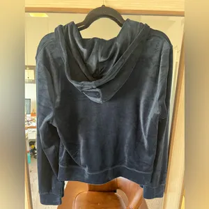 Juicy Couture Velvet Track Hoodie Jacket LARGE Blue Velour Full Zip Y2K thumbnail 4