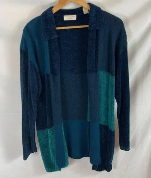 Lord & Taylor Patchwork Longline Cardigan Sweater size Large thumbnail 1