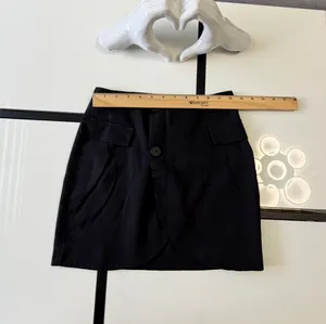 PrettyLittleThing Black Mock-Wrap Mini Skirt with Buttons - Size US 2 / UK 6 thumbnail 4