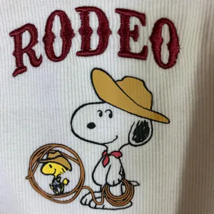 Aeropostale Peanuts Snoopy Rodeo Ribbed Cami Tank Top White Small Cowgirl Picot thumbnail 4