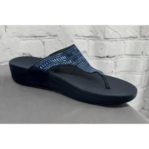 FitFlop Incastone Sandals Women’s Size 10 Blue Thong Embellished Comfort thumbnail 7