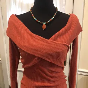 FREE PEOPLE Marley Off The Shoulder Cross Over Long Sleeve Ribbed Knit Sz Small thumbnail 1