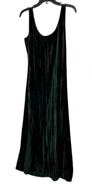 Enza Costa Silk Blend Textured Velvet Tank Green Maxi Dress Womens Size Small thumbnail 8