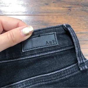 A&F • Simone High Rise Short black stretch denim cutoffs rolled hem cuffed thumbnail 10