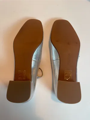 Madewell Silver Metallic Leather Double Strap Nettie Heeled Mary Jane Shoes 8.5 thumbnail 11