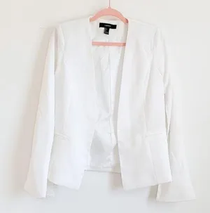 Forever 21 White Lightweight Open Slit Sleeve Blazer Small thumbnail 1