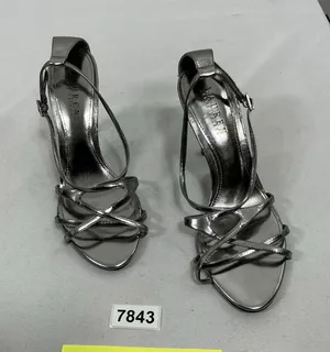 Womans New Lauren Ralph Lauren Abriella Strappy Stiletto Dress Sandals 8b Silver thumbnail 1