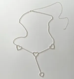 Rhinestones Heart Waist Chain Silver thumbnail 4