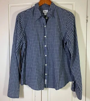 HOLE Abercrombie & Fitch Womens Blue Plaid Cotton Button Down Shirt LS thumbnail 1