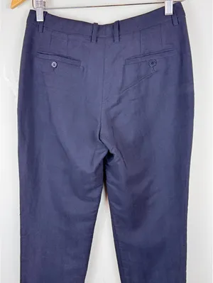 Theory Gil Faxon Navy Silk Blend Pleated Tapered Pants Size 00 Made USA thumbnail 10