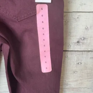 1503 | NWT Express Wine Wash Mid Rise Bootcut Jeans Burgundy Women 6 Fall Office thumbnail 6