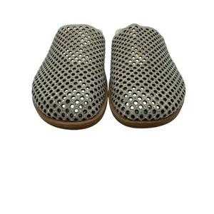 NOW Made in Italy Shoes Women 7 Ivory Rhinestone Perforated Leather Mule Slides‎ thumbnail 5