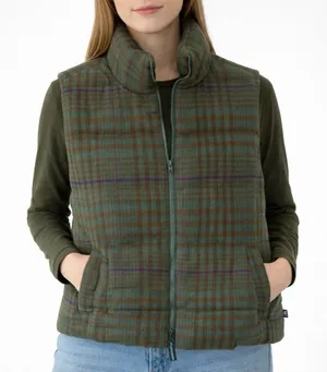 Houston White Adult Puffer Vest Plaid Red Sz Small NWT thumbnail 1