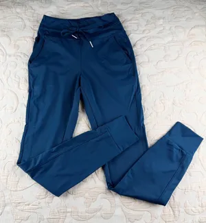 Women's Blue High Rise Drawstring Joggers Tapered Activewear Pants XS Regular thumbnail 1