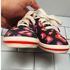 Keds Kate Spade Leopard Sneakers Womens 6 Black Pink Red Low Top Lace Up thumbnail 8
