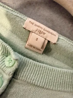 J. Crew Size S Mint Green Cotton Crew Neck Long Sleeve Button Caryn Cardigan thumbnail 9