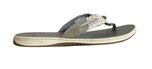 Sperry Parrotfish Gray and Cream Braided Flip Flops Size 9 thumbnail 1