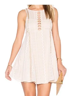 Free People Wherever you go mini dress tan ivory Size 6. thumbnail 1