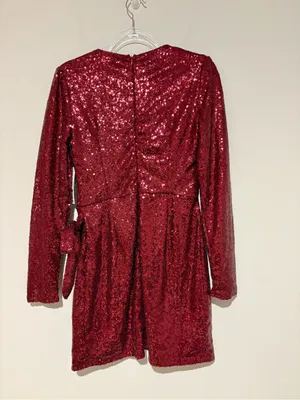 JustFab sequin faux wrap dress red size small thumbnail 2