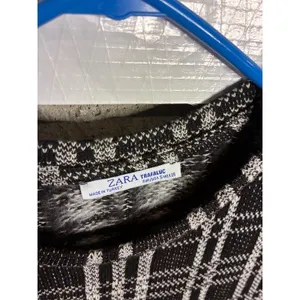 ZARA Women's Plaid Knit Mini Dress Short Sleeve Black White Size‎ S thumbnail 2