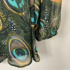 Show Me Your Mumu Donna Michelle Feather Print Tunic Top Dress Womens Large thumbnail 2