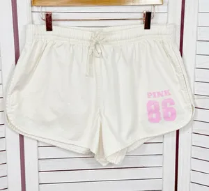 Pink by Victorias Secret Retro‎ Logo Athleisure Jogger Shorts Cream Pink Large thumbnail 1