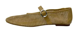 Aldo Gold Fishnet Round Toe Adjustable Buckle Strap Mary Jane Flats Shoes 8.5 thumbnail 1