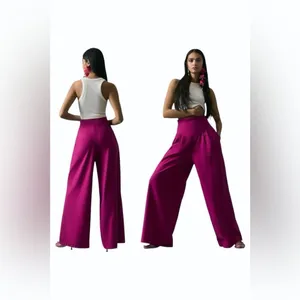 Anthropologie High Rise Pleated Pants Orchid Purple Wide Leg 6 thumbnail 4