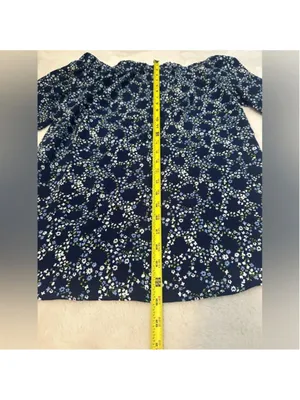 Michael Kors Navy Blue Floral Off Shoulder Blouse Womens XS thumbnail 8