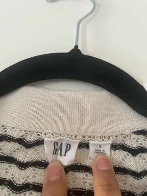 Gap Striped Cropped Button Up Cardigan Small Cream White Preppy French Girl thumbnail 2