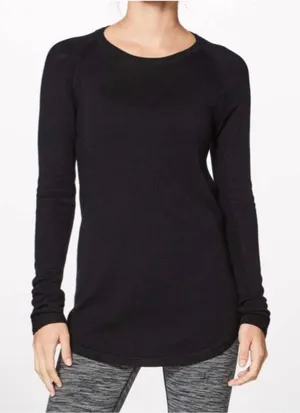Lululemon Black Sunshine Coast Be Bold Long Sleeve Fitted Sweater M/L Thumbholes thumbnail 1