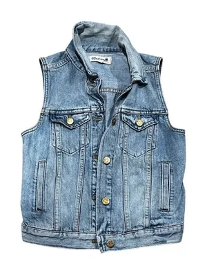 Madewell Women's XS Blue Denim Jean Vest Cropped Casual Sleeveless thumbnail 1
