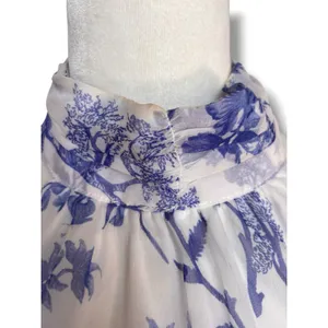 Lulus Float To‎ You White Blue Floral Halter Tiered Midi Dress Small Romantic thumbnail 3