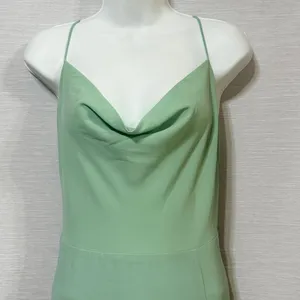 RIHOAS Sage Green Cowl Neck Lace-Up Maxi Dress Women Large Formal Slit Gown thumbnail 5