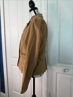 Women’s Tailored Corduroy Blazer Jacket in Tan Size M thumbnail 4