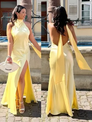Sau Lee Penelope Backless Satin Gown in Popcorn Yellow 10 thumbnail 5