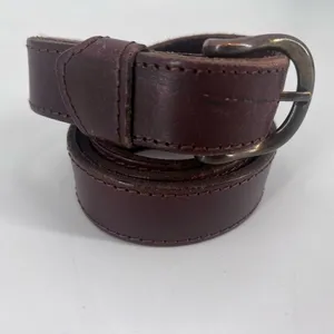 Vintage‎ Women's Real Leather Stitch Point Adjustable Buckle Belt Brown One Size thumbnail 10