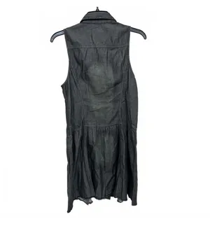 Free People Washed Black Denim Mini Dress Medium thumbnail 4