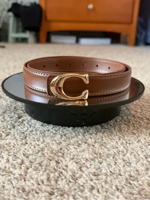 Brown Belt with Gold 'C' Buckle Accent. Very durable & well made. Size- 97cm thumbnail 2