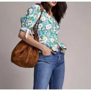 Perseverance London Mambo‎ Floral Puff Sleeve Top Size 6 Floral 100% Linen thumbnail 2