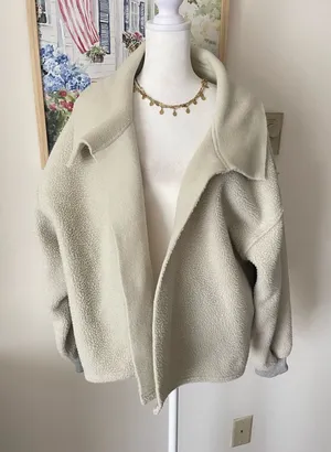 Free People We the Free Elk Mountain Fleece Sweater *Altered Jacket* Medium thumbnail 1