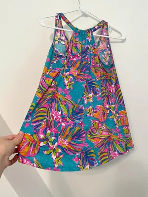 LILLY PULITZER Minka Trapeze Tank Top Sea Blue Summer Haze Pink Tropical Floral thumbnail 14