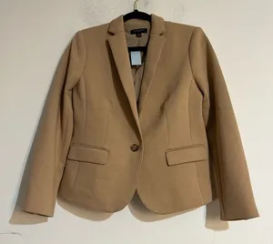 Ann Taylor The Petite One Button Blazer Double Knit Tan 6P Work Office Travel thumbnail 1